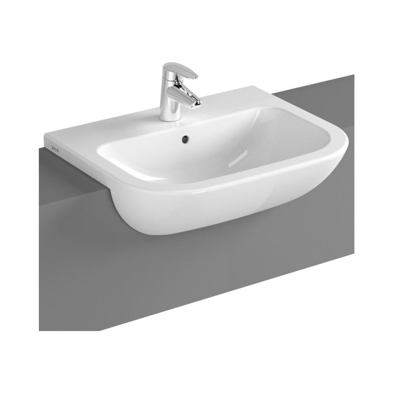 S20 Semi Recessed WashbasinWith Tap Hole, With Overflow Hole, 55 cm, White