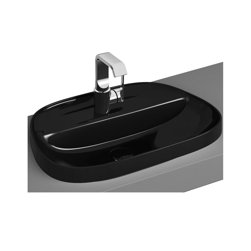 Frame Countertop WashbasinWith Tap Hole, Without Overflow Hole, 57 cm, Black
