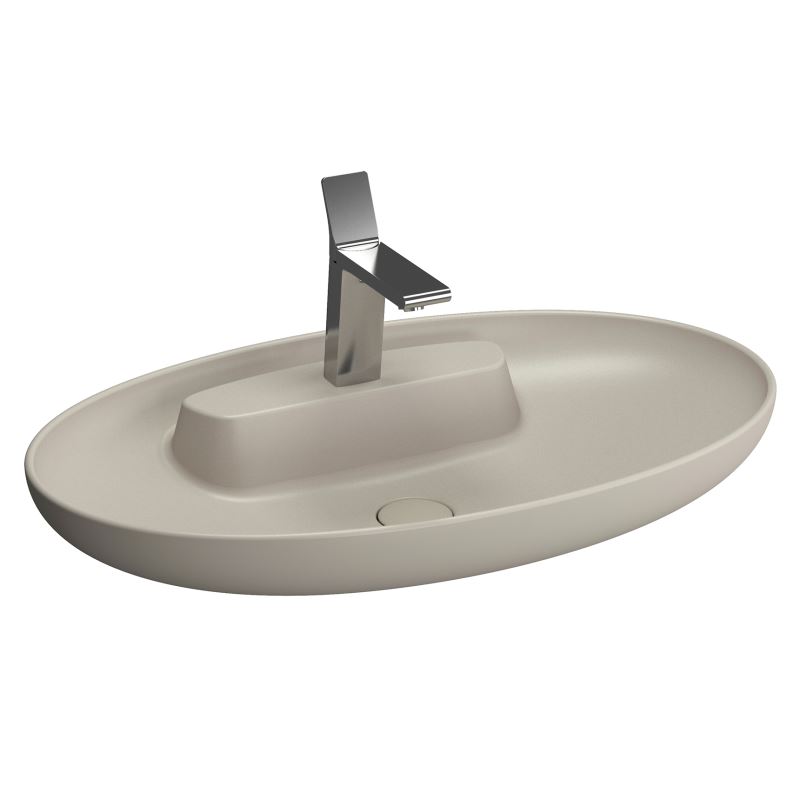 Memoria BowlWith Tap Hole, Without Overflow Hole, 75 cm, Matte Taupe