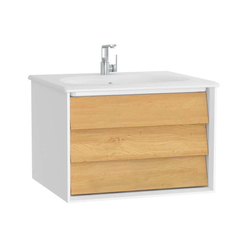 Frame Washbasin Unit60 cm, Matte Soft White/Dore Oak