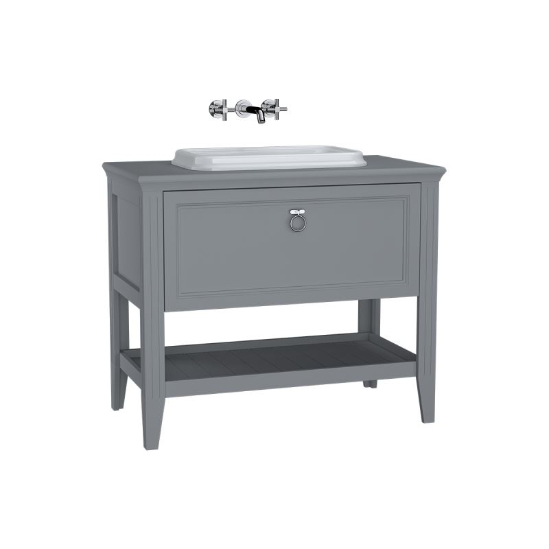 Valarte Washbasin Unit100 cm, with drawers, with countertop washbasin, Matte Grey