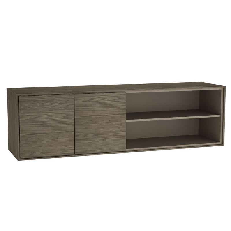 Voyage Lower Unit130 cm, with Doors & Shelves, Planked Sand & Taupe, Left
