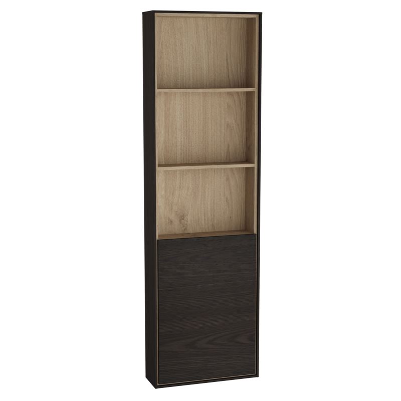 Voyage Tall Unit45 cm, with 1 Door, Flamed Grey & Natural Oak, Left