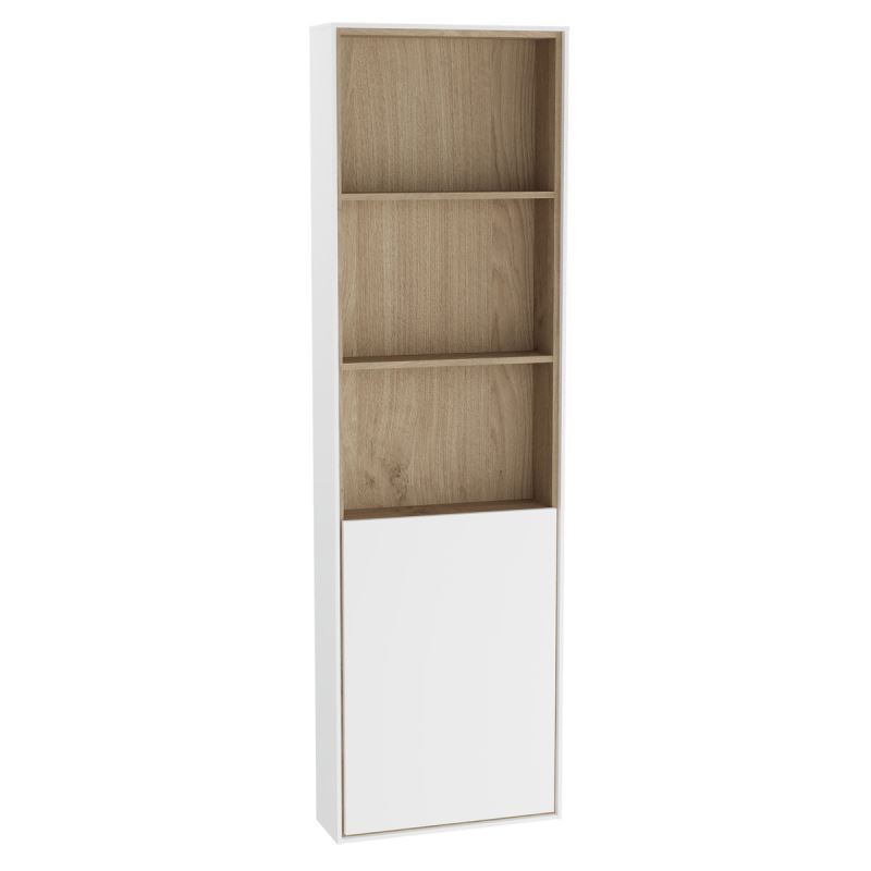 Voyage Tall Unit45 cm, with 1 Door, Matte White & Natural Oak, Right