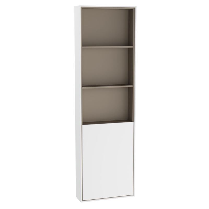 Voyage Tall Unit45 cm, with 1 Door, Matte White & Taupe, Right