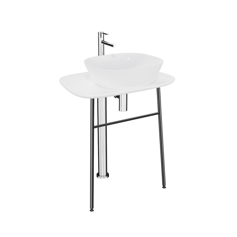 Plural Free-Standing Washbasin Unit70 cm, High, Matte White