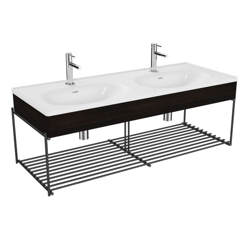 Equal Washbasin Unit130 cm, with Double Washbasin, with Shelf, Elm