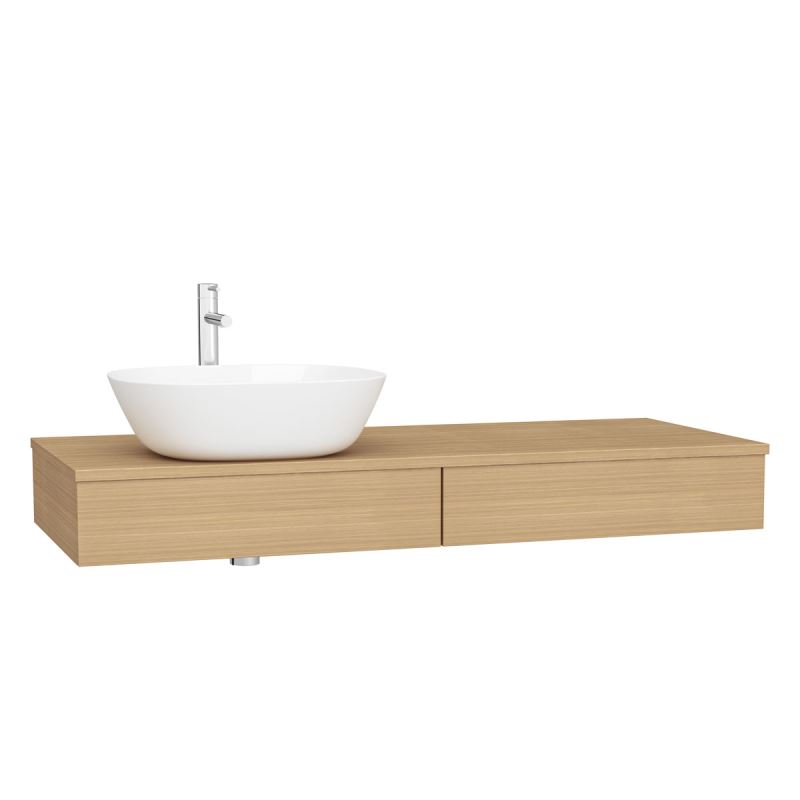 Origin Vanity UnitFlat Oak, 120cm, soft closing drawer, left side basin