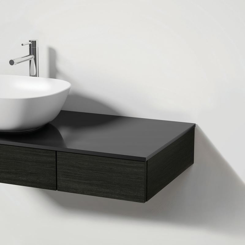 Origin Glass Countertop Black, 120cm, centre washbasin position, no tap hole