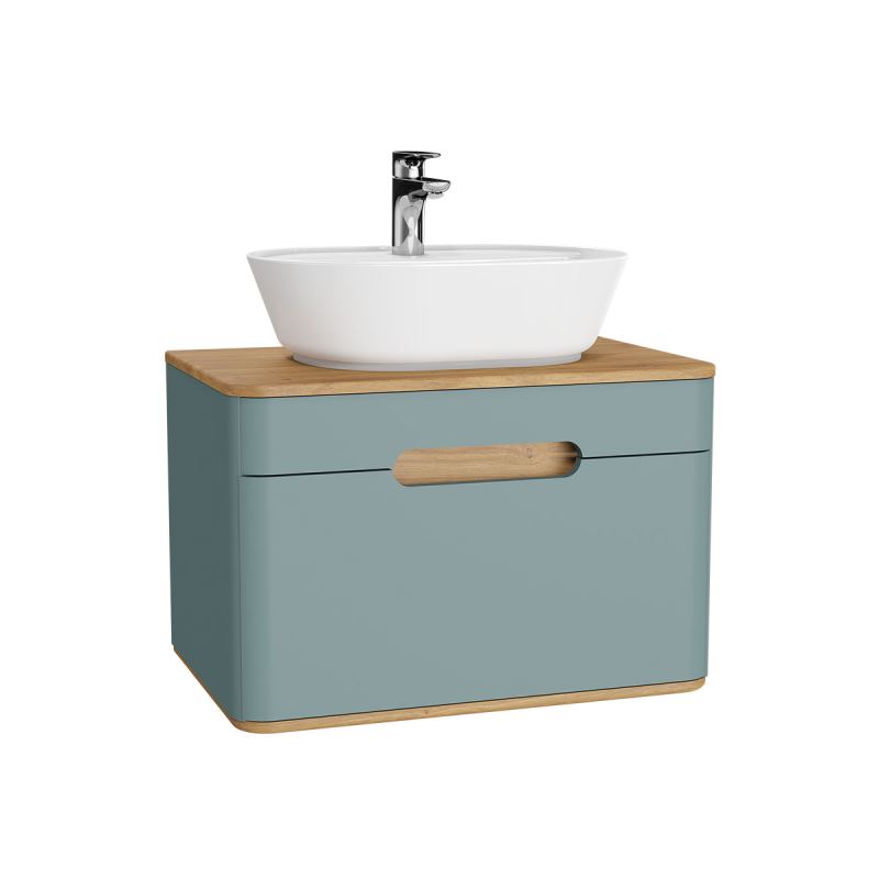 Sento Washbasin Unit70 cm, for countertop basin, with 1 drawer, without legs, Matt Fjord Green