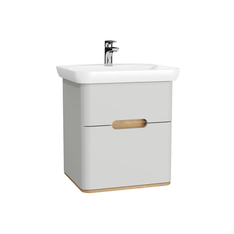 Sento Washbasin Unit65 cm, with 2 drawers, without legs, Matt Light Grey