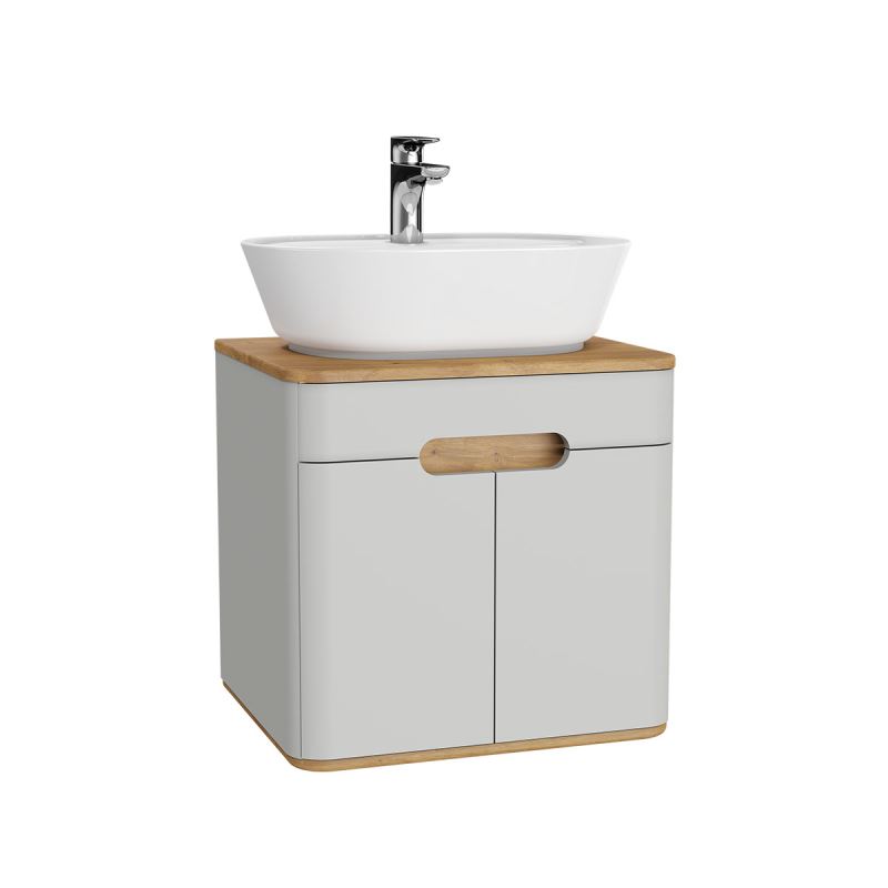 Sento Washbasin Unit55 cm, for countertop basin, with doors, without legs, Matt Light Grey