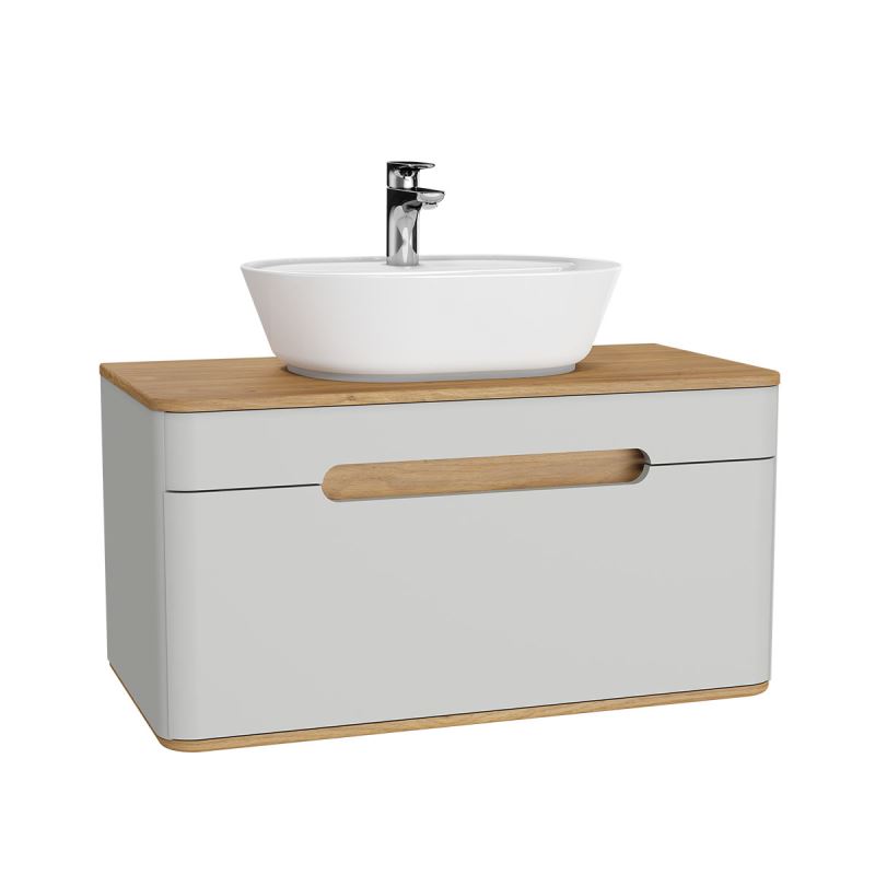 Sento Washbasin Unit90 cm, for countertop basin, with 1 drawer, without legs, Matt Light Grey