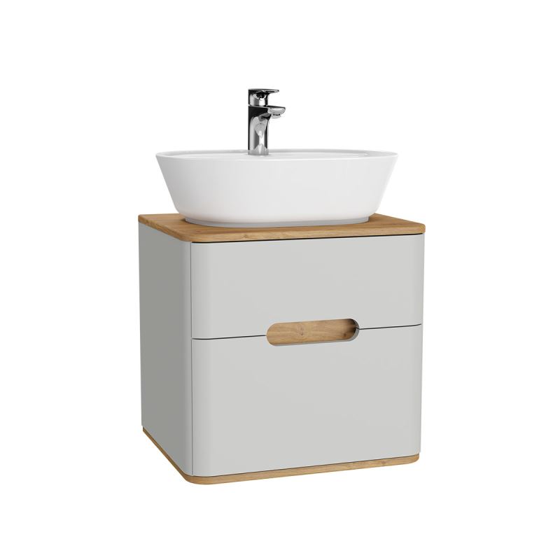 Sento Washbasin Unit55 cm, for countertop basin, with 2 drawers, without legs, Matt Light Grey