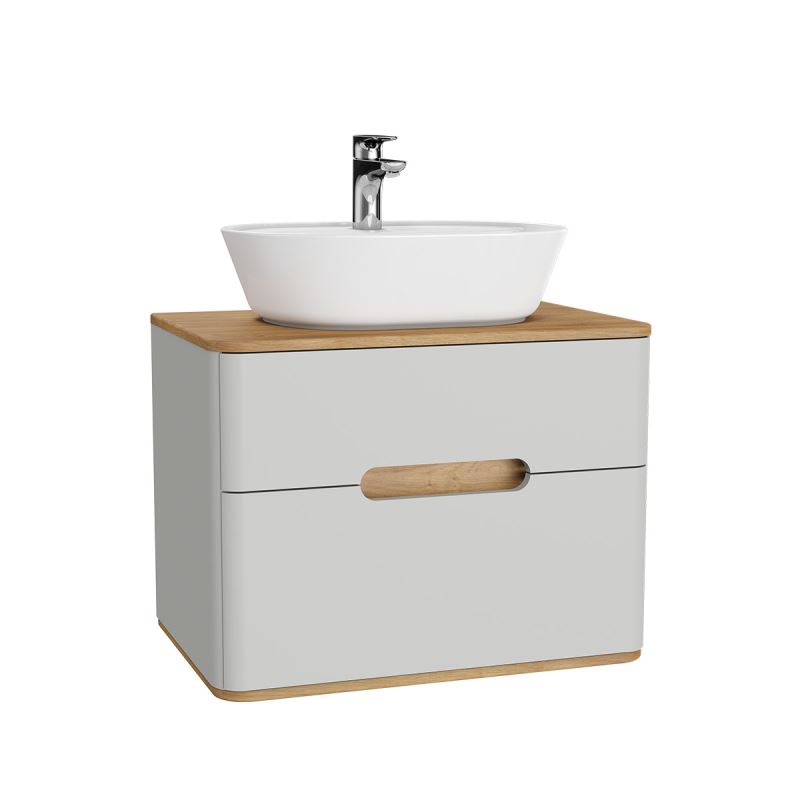 Sento Washbasin Unit70 cm, for countertop basin, with 2 drawers, without legs, Matt Light Grey