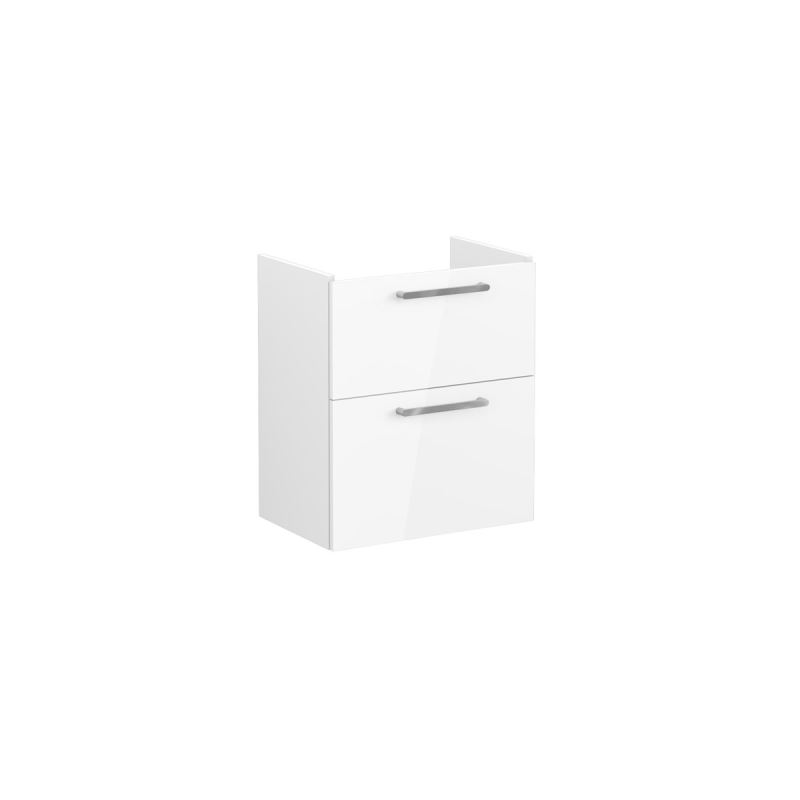 Root Flat Washbasin Unit60cm, compact, High Gloss White, with 2 drawers