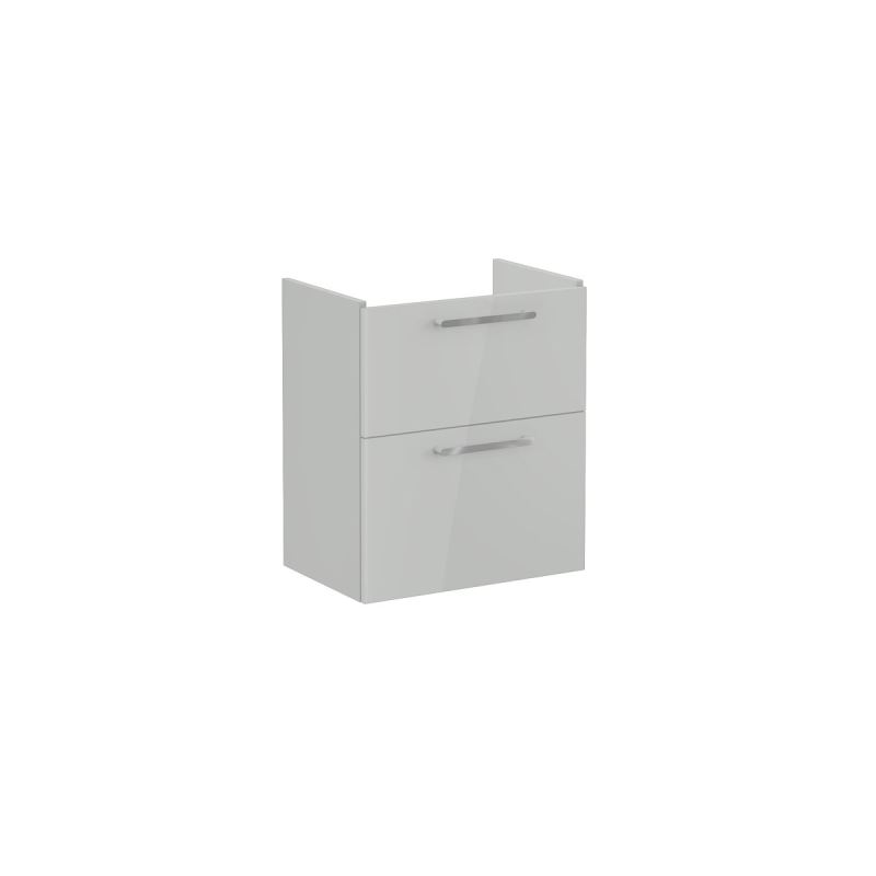 Root Flat Washbasin Unit60cm, compact, High Gloss Pearl Grey, with 2 drawers