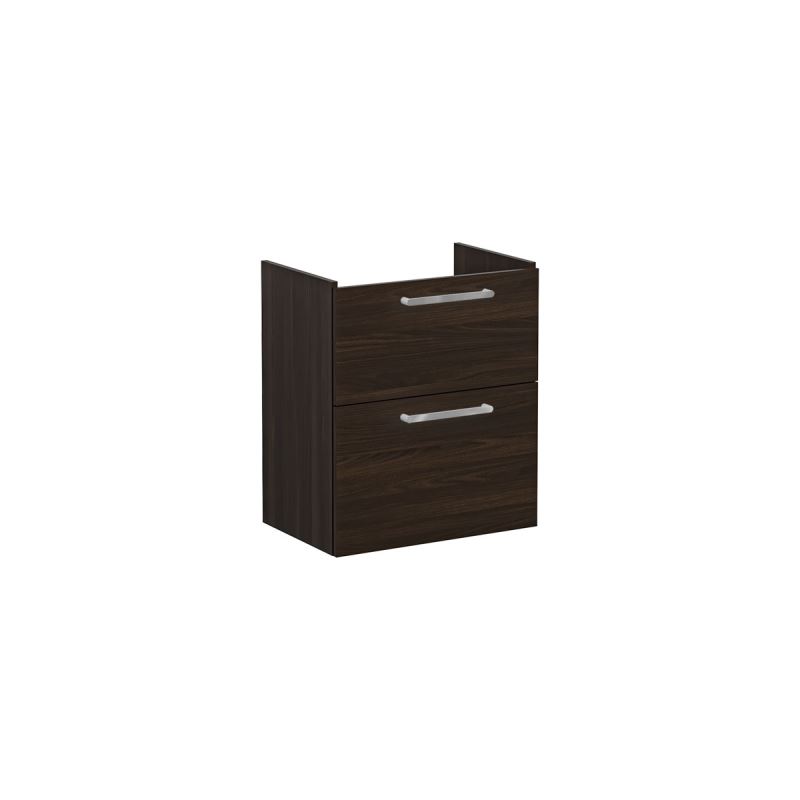 Root Flat Washbasin Unit60cm, compact, Walnut, with 2 drawers