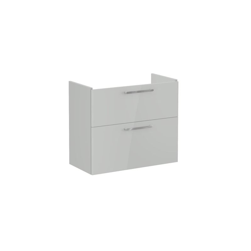 Root Flat Washbasin Unit80cm, compact, High Gloss Pearl Grey, with 2 drawers