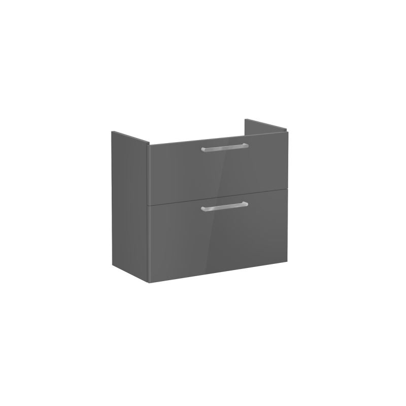 Root Flat Washbasin Unit80cm, compact, High Gloss Anthracite, with 2 drawers