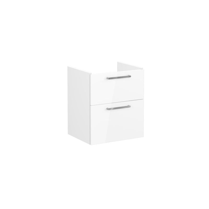 Root Flat Washbasin Unit60cm, High Gloss White, with two drawers