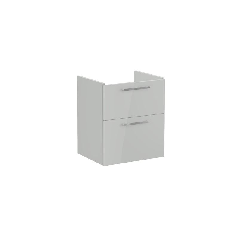 Root Flat Washbasin Unit60cm, High Gloss Pearl Grey, with two drawers