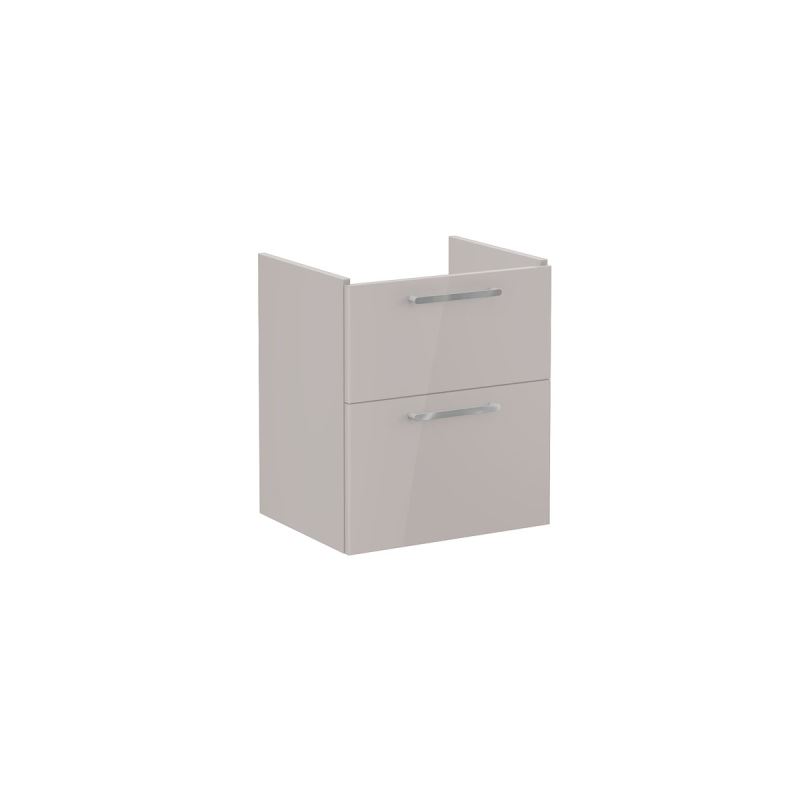 Root Flat Washbasin Unit60cm, High Gloss Sahara Beige, with two drawers