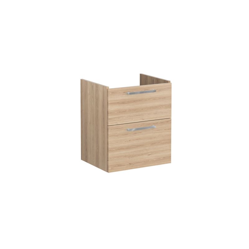 Root Flat Washbasin Unit60cm, Natural Oak, with two drawers