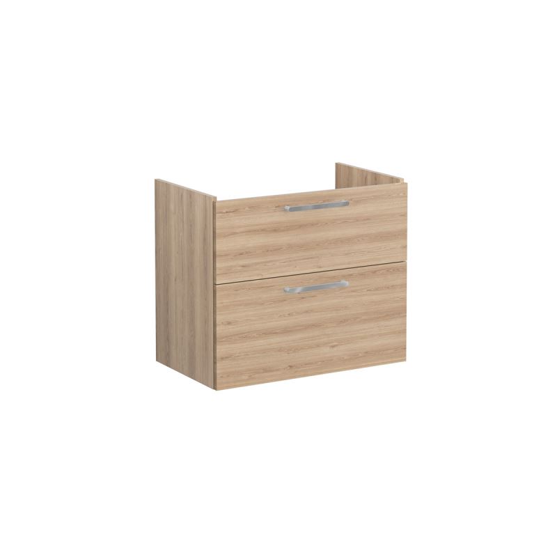 Root Flat Washbasin Unit80cm, Natural Oak, with two drawers