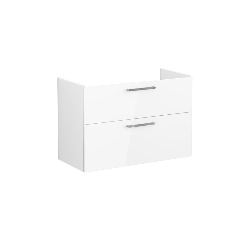 Root Flat Washbasin Unit100cm, High Gloss White, with two drawers