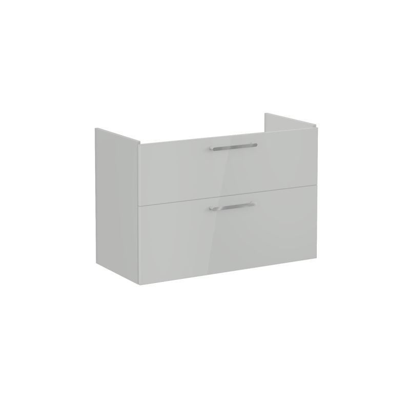 Root Flat Washbasin Unit100cm, High Gloss Pearl Grey, with two drawers