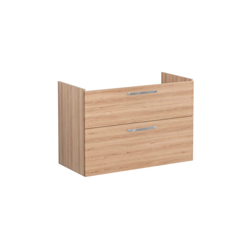 Root Flat Washbasin Unit100cm, Natural Oak, with two drawers