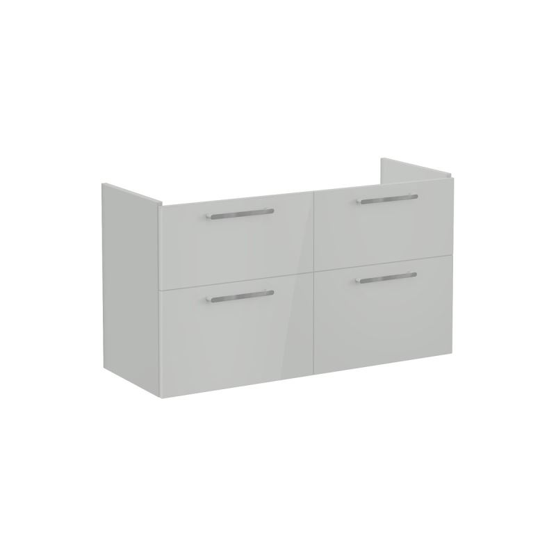 Root Flat Washbasin Unit120cm, High Gloss Pearl Grey, with four drawers