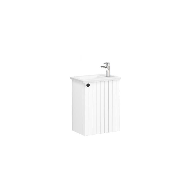 Root Groove Washbasin Unit45cm, compact, Matt White, with door, right hand hinged