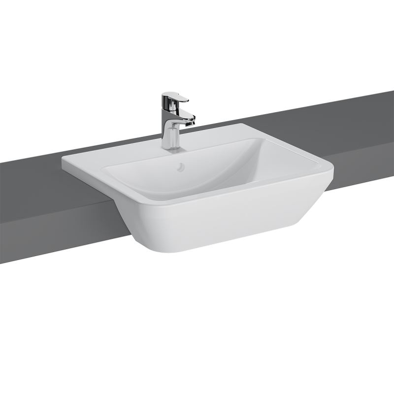 Integra Semi Recessed WashbasinWith Tap Hole, With Overflow Hole, 55 cm, White