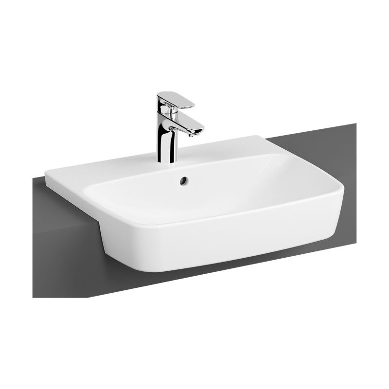 Shift Semi Recessed WashbasinWith Tap Hole, With Overflow Hole, 55 cm, White