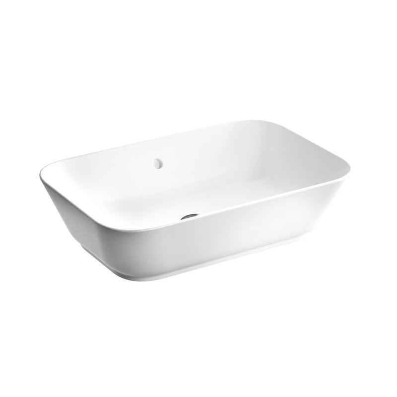 Geo Soft-Square CountertopWithout Tap Hole, With Overflow Hole, 60 cm, White
