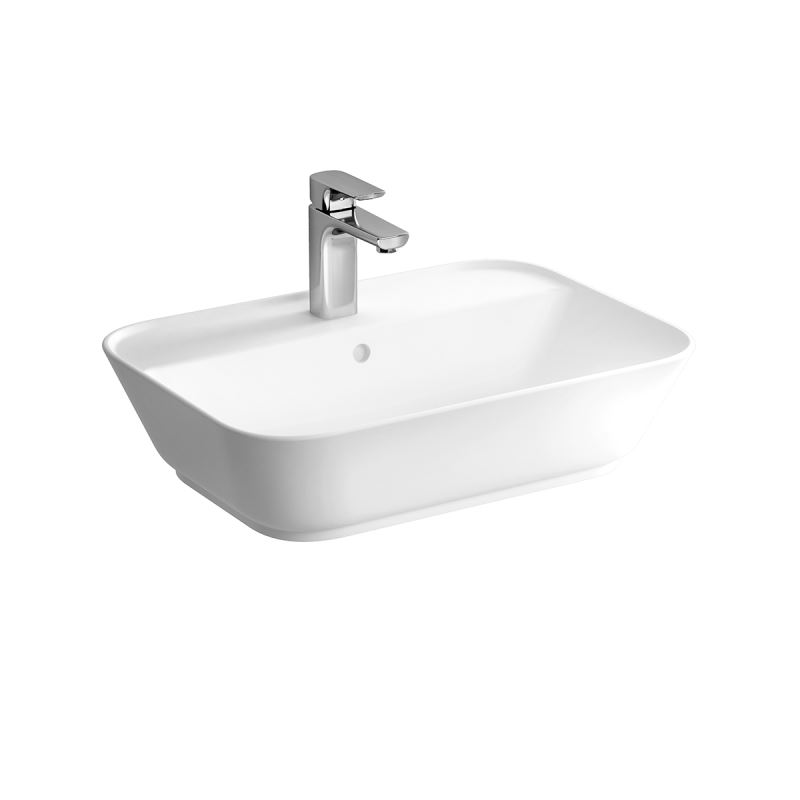 Geo Soft-Square WashbasinWith Tap Hole, With Overflow Hole, 60 cm, White