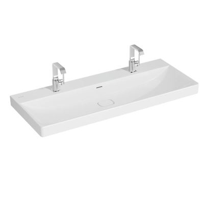 Rect. washbasin, 120x47cm 2TH, with OF