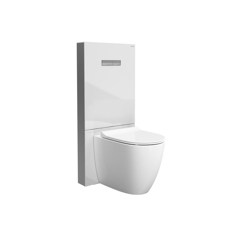 Vitrus Glass Concealed Cistern3/6 Litres Back-to-Wall Frame, White with chrome sides