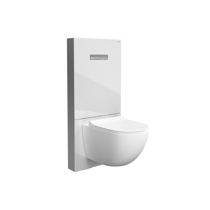 Vitrus Glass Concealed Cistern2.5/4 Litres Wall-Hung Frame, White with chrome sides