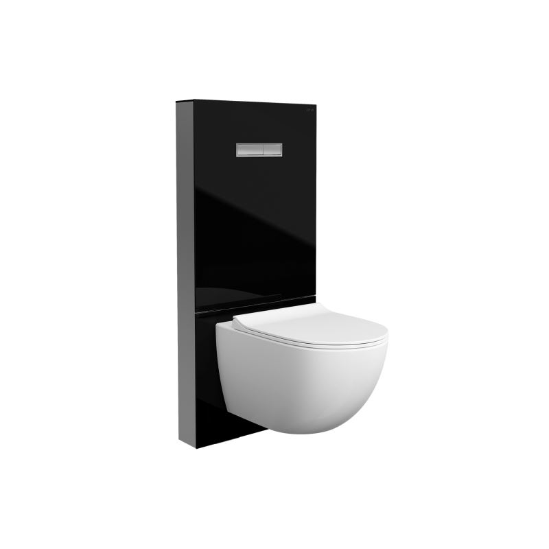 Vitrus Glass Concealed Cistern2.5/4 Litres Wall-Hung Frame, Black with chrome sides