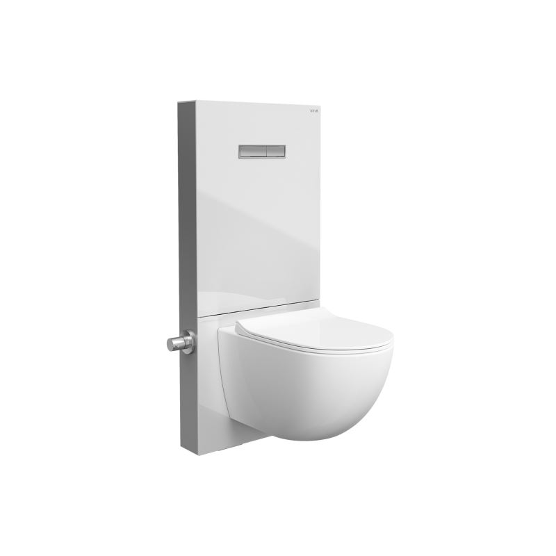 Vitrus Glass Concealed CisternWith integrated bidet stop valve, for wall-hung WCs, 3/6 litre, white with chrome sides