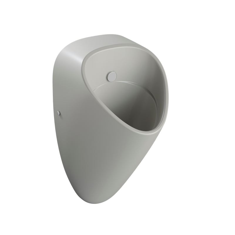 Plural Urinal with Touch-Free Flushing MechanismMatt Taupe, with Integrated Flushing Mechanism, Back Inlet, Battery Operated