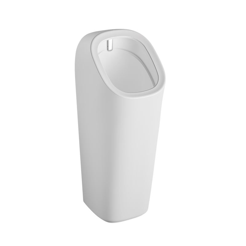 Plural Monoblock Urinal with Touch-Free Flushing MechanismMatt White, with Integrated Flushing Mechanism, Back Inlet, Battery Operated