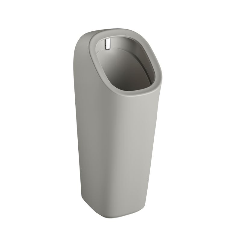Plural Monoblock Urinal with Touch-Free Flushing MechanismMatt Taupe, with Integrated Flushing Mechanism, Back Inlet, Battery Operated