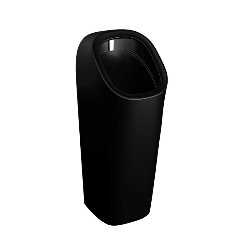 Plural Monoblock Urinal with Touch-Free Flushing MechanismMatt Black, with Integrated Flushing Mechanism, Back Inlet, Battery Operated