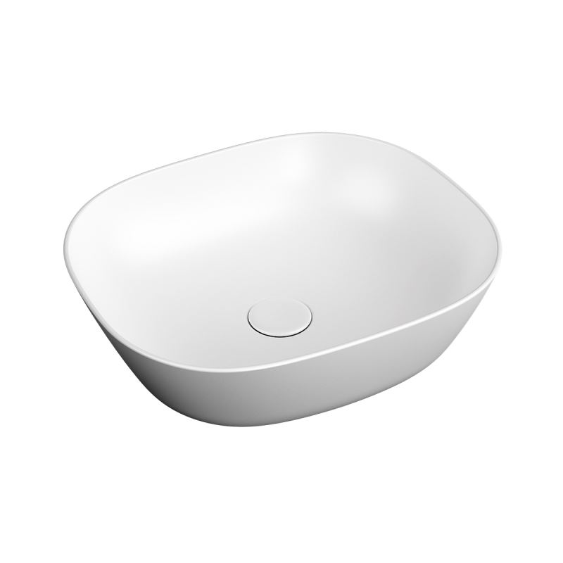 Plural Square Low Countertop BowlWithout Tap Hole, Without Overflow Hole, 45 cm, Matte White