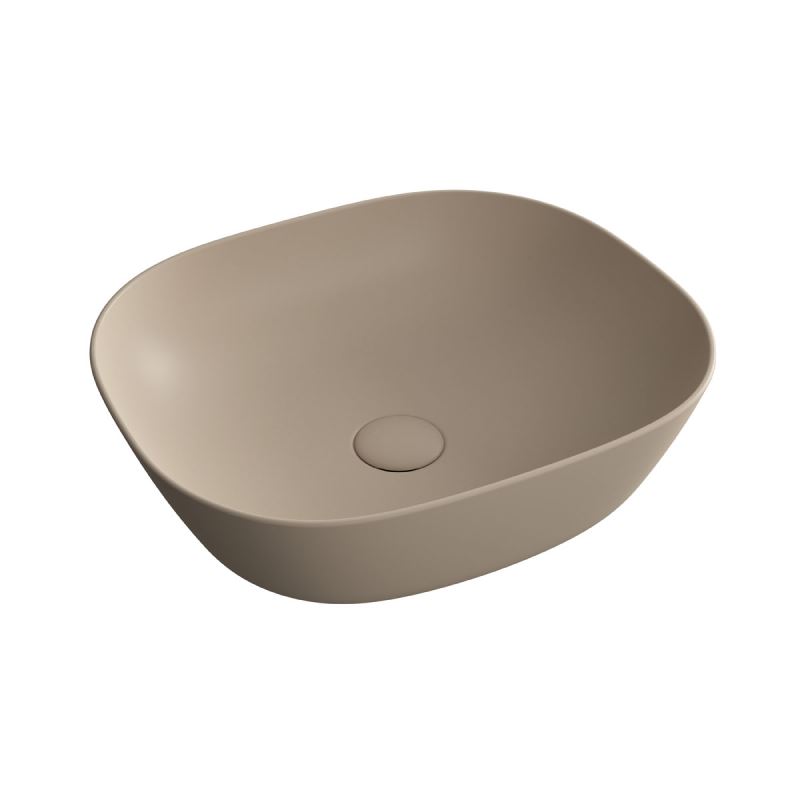 Plural Square Low Countertop BowlWithout Tap Hole, Without Overflow Hole, 45 cm, Matt Clay Beige