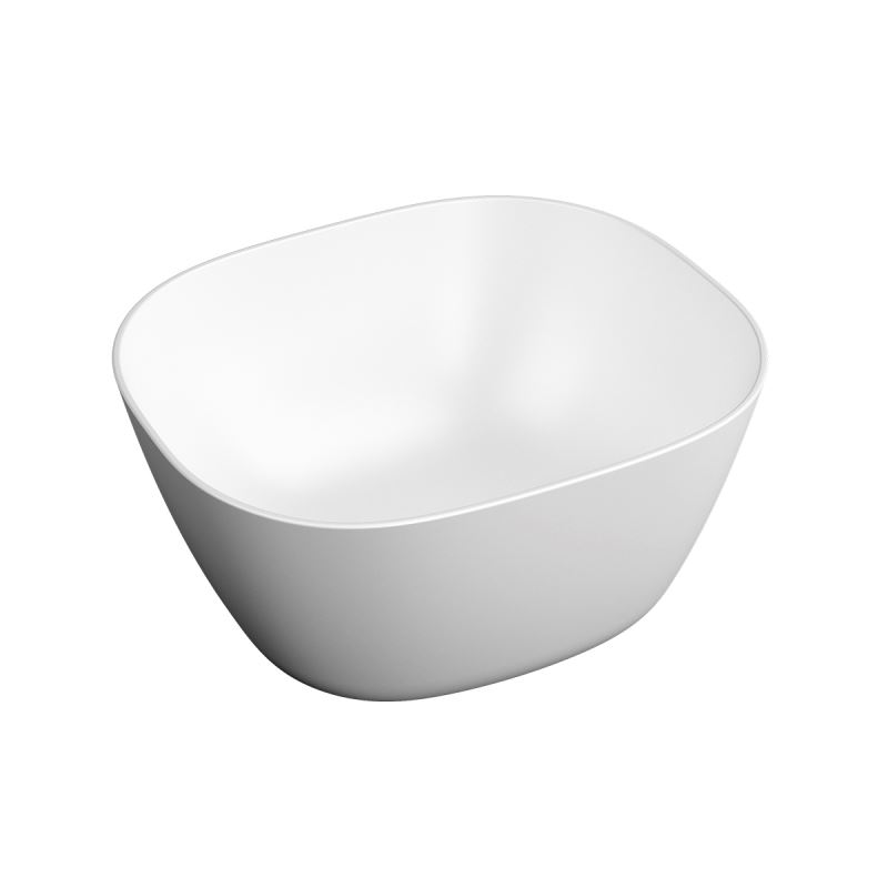 Plural Square High Countertop BowlWithout Tap Hole, Without Overflow Hole, 45 cm, Matt White